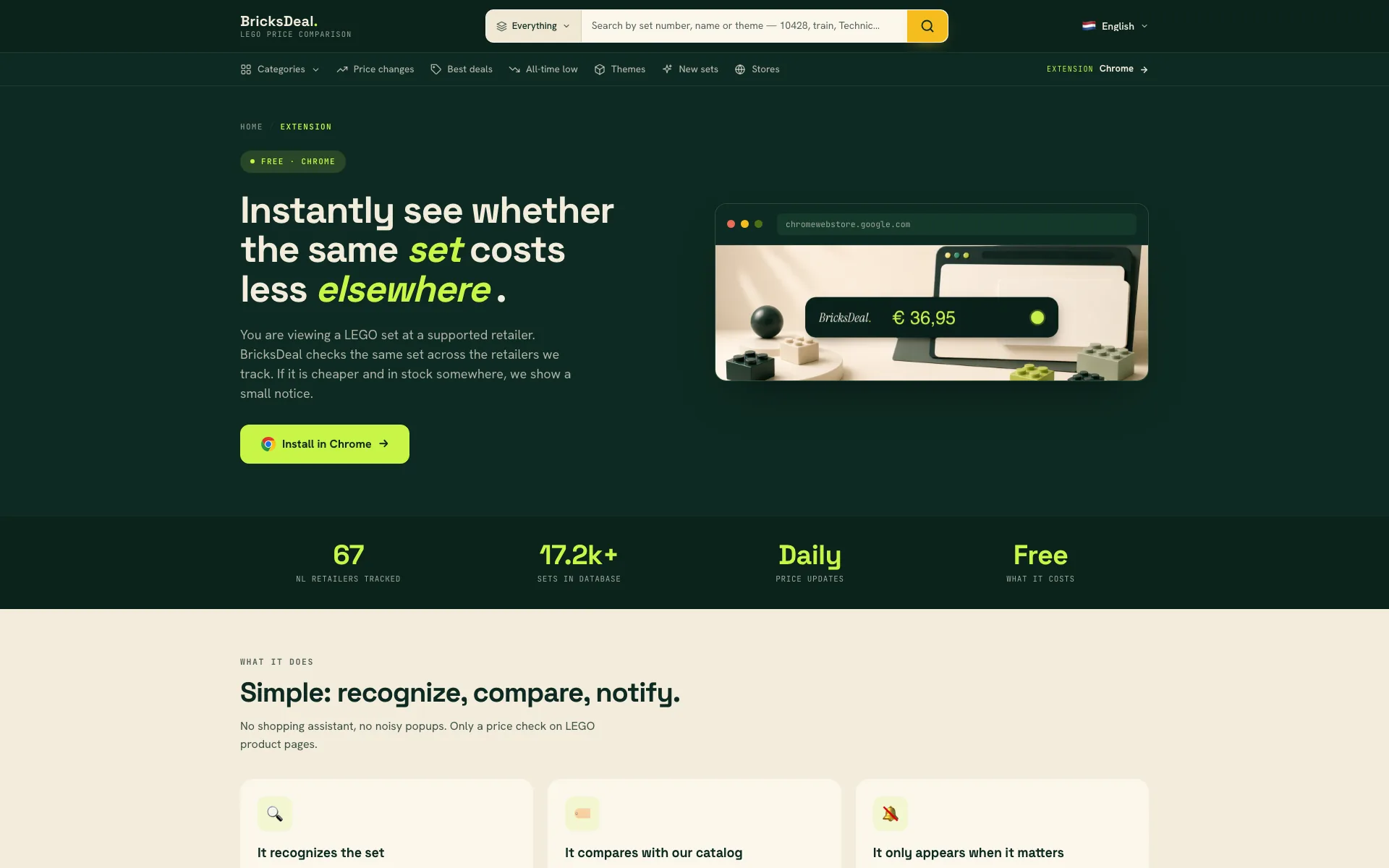 BricksDeal browser extension product page.