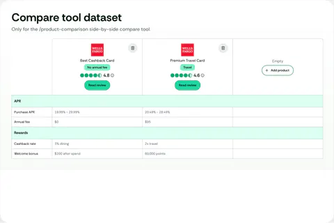 WalletJump Studio preview of Comparison Table Placement