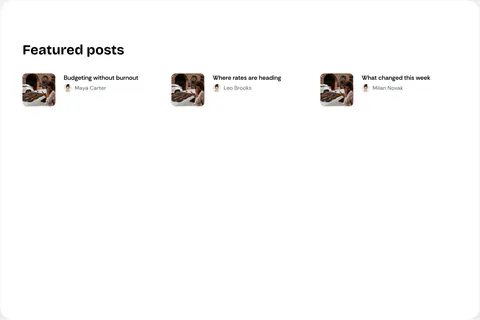 WalletJump Studio preview of Featured Posts Placement