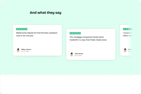 WalletJump Studio preview of Reviews Block · Testimonials Carousel